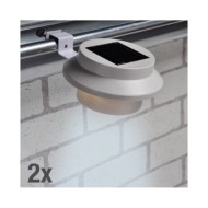 HI Ensemble de lampes solaires LED de gouttière 2 pcs Blanc
