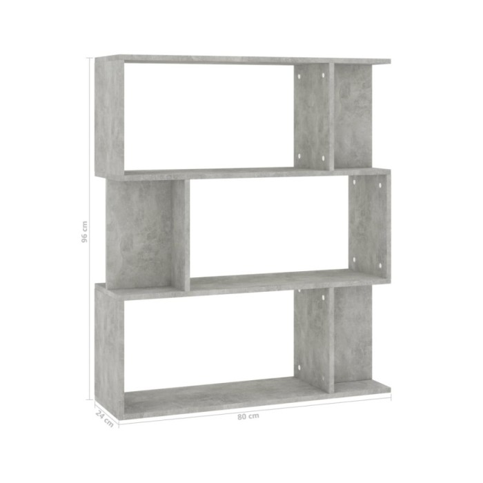 Bibliothèque/Séparateur de pièce Gris béton 80x24x96 cm 