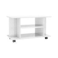 Meuble TV avec roulettes Blanc brillant 80x40x40 cm Aggloméré