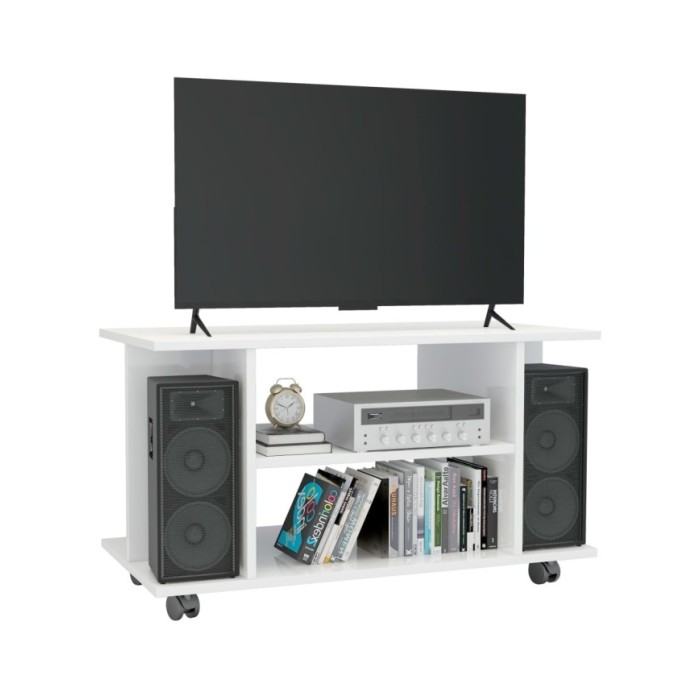 Meuble TV avec roulettes Blanc brillant 80x40x40 cm Aggloméré