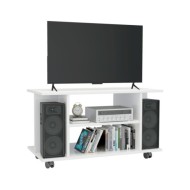 Meuble TV avec roulettes Blanc brillant 80x40x40 cm Aggloméré