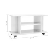 Meuble TV avec roulettes Blanc brillant 80x40x40 cm Aggloméré