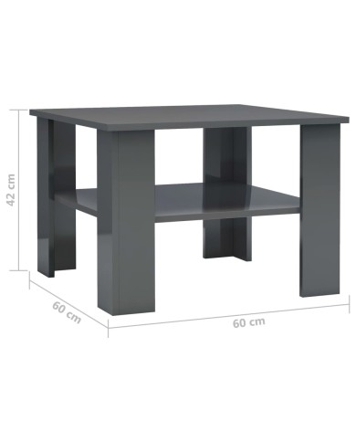Table basse Gris brillant 60 x 60 x 42 cm Aggloméré  