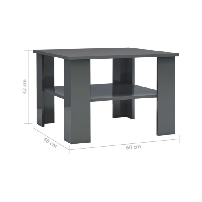 Table basse Gris brillant 60 x 60 x 42 cm Aggloméré  