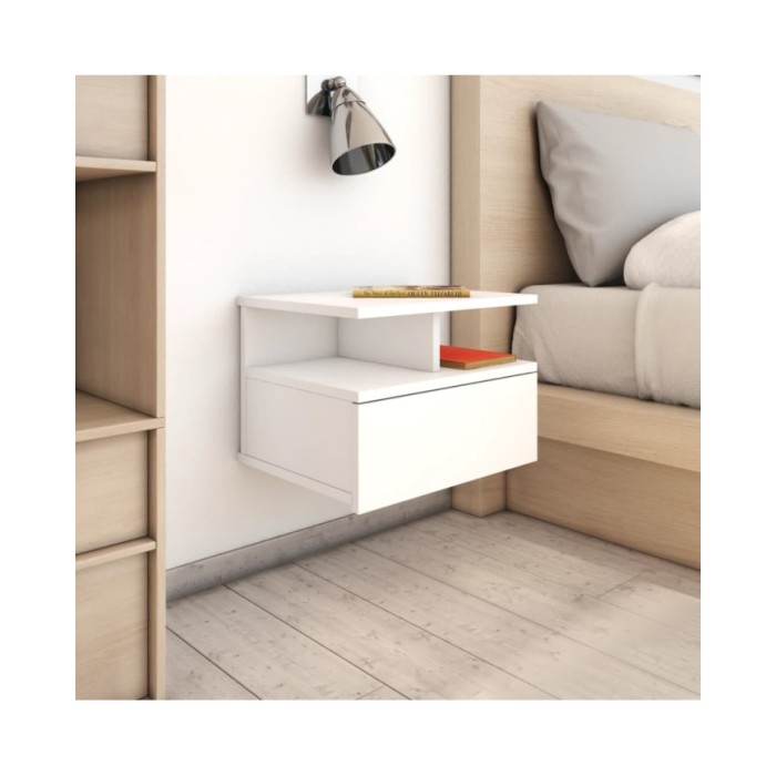 Table de chevet flottante Blanc 40x31x27 cm Bois d'ingénierie