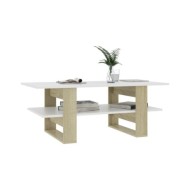 Table basse Blanc et chêne sonoma 110x55x42 cm Aggloméré 