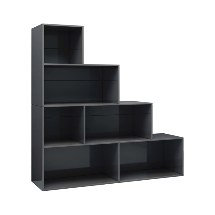 Bibliothèque/Séparateur de pièce Gris brillant 155x24x160 cm