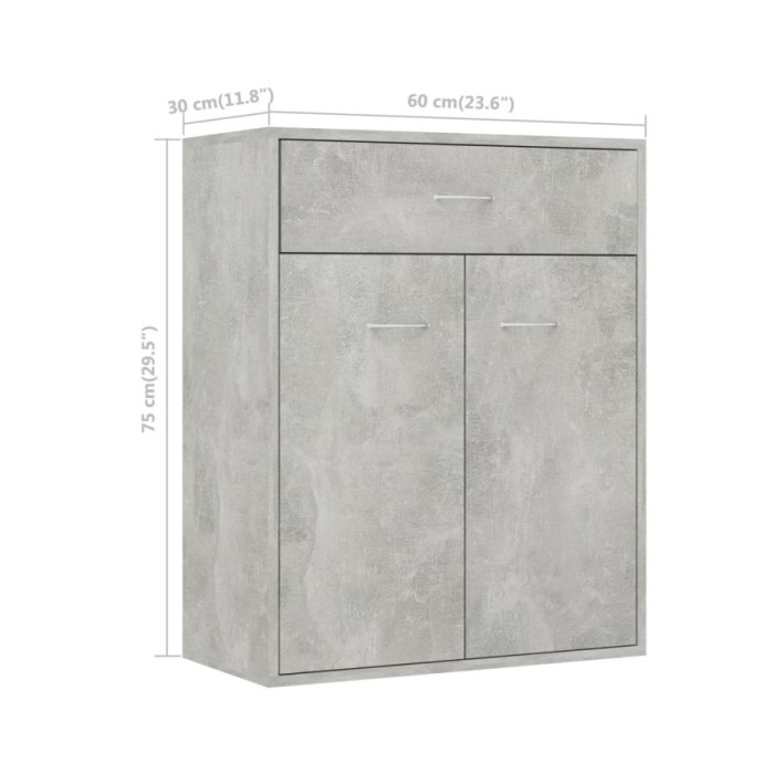 Buffet Gris béton 60 x 30 x 75 cm Aggloméré
