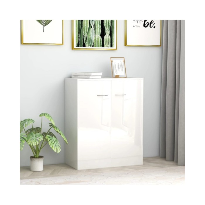 Buffet Blanc brillant 60x30x75 cm Aggloméré