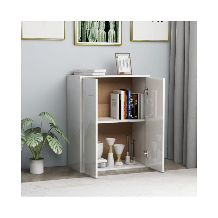 Buffet Blanc brillant 60x30x75 cm Aggloméré