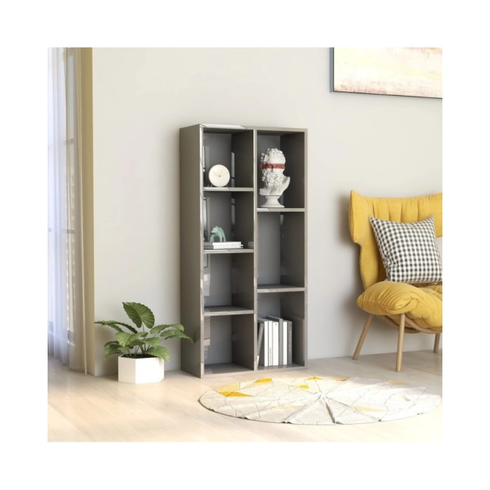 Bibliothèque Gris brillant 50x25x106 cm Aggloméré