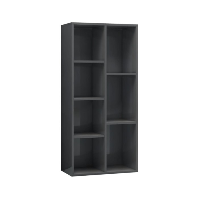 Bibliothèque Gris brillant 50x25x106 cm Aggloméré