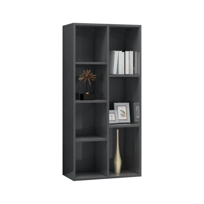 Bibliothèque Gris brillant 50x25x106 cm Aggloméré