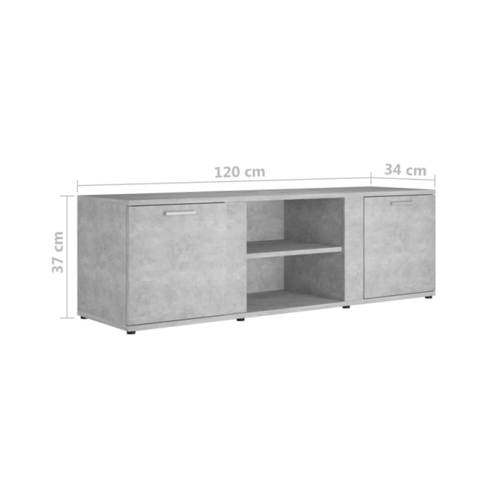Meuble TV Gris béton 120x34x37 cm Aggloméré