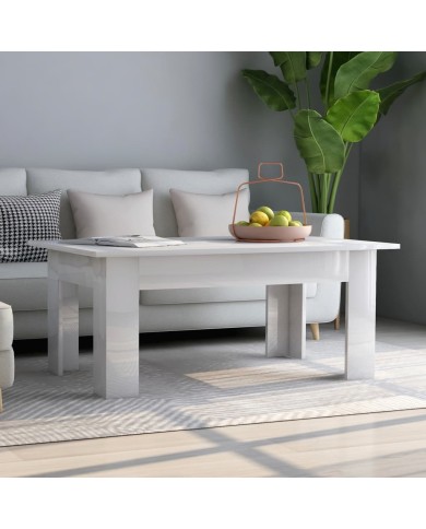 Table basse Blanc brillant 100 x 60 x 42 cm Aggloméré 