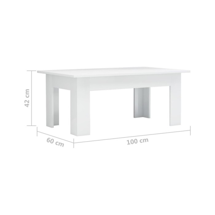 Table basse Blanc brillant 100 x 60 x 42 cm Aggloméré 