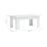 Table basse Blanc brillant 100 x 60 x 42 cm Aggloméré 