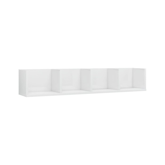 Étagère murale à CD Blanc brillant 100x18x18 cm Aggloméré