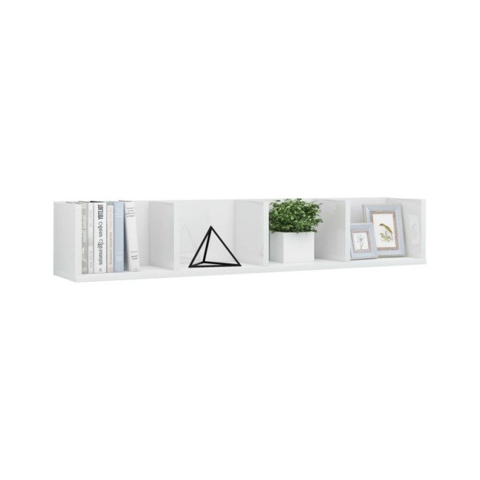 Étagère murale à CD Blanc brillant 100x18x18 cm Aggloméré