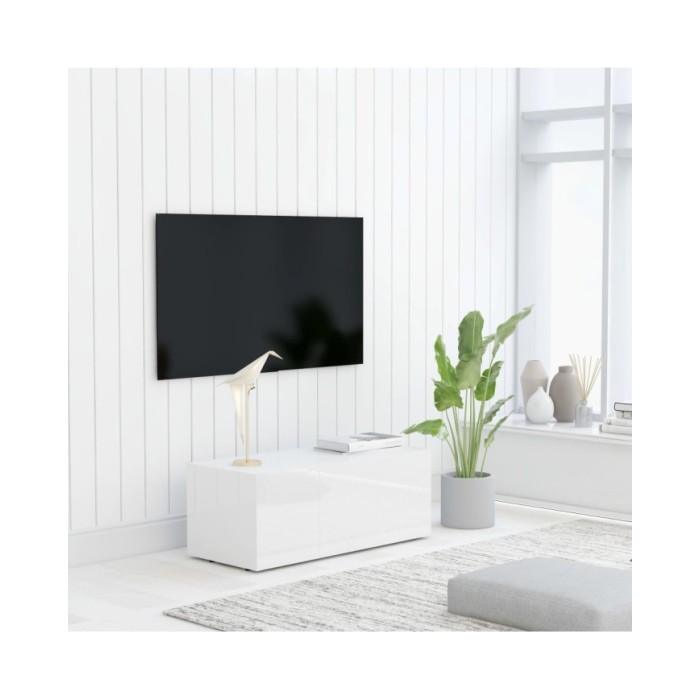 Meuble TV Blanc brillant 80x34x30 cm Aggloméré