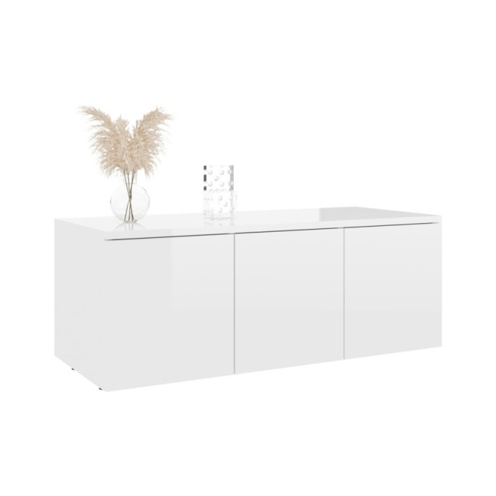 Meuble TV Blanc brillant 80x34x30 cm Aggloméré