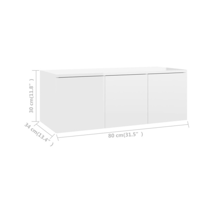 Meuble TV Blanc brillant 80x34x30 cm Aggloméré