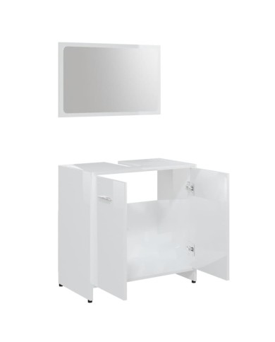 Ensemble de meubles de salle de bain Blanc brillant Aggloméré