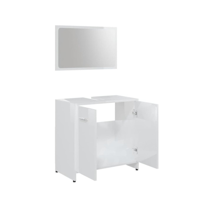Ensemble de meubles de salle de bain Blanc brillant Aggloméré