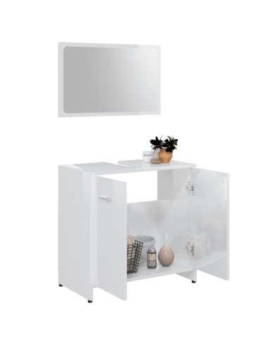Ensemble de meubles de salle de bain Blanc brillant Aggloméré