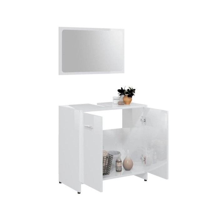 Ensemble de meubles de salle de bain Blanc brillant Aggloméré