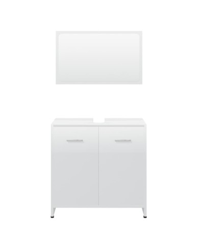 Ensemble de meubles de salle de bain Blanc brillant Aggloméré