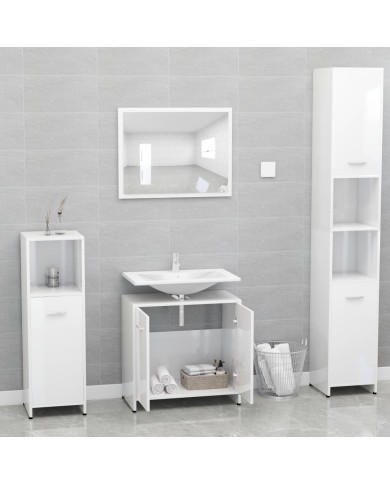 Ensemble de meubles de salle de bain Blanc brillant Aggloméré