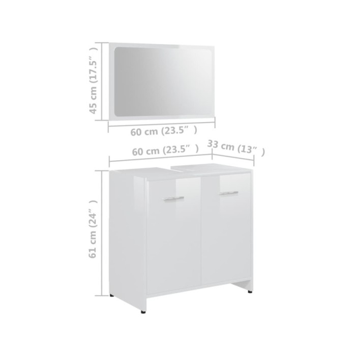 Ensemble de meubles de salle de bain Blanc brillant Aggloméré