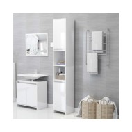 Armoire de salle de bain Blanc brillant 30x30x183,5cm Aggloméré