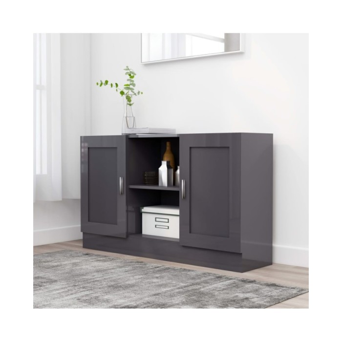 Buffet Gris brillant 120x30,5x70 cm Aggloméré