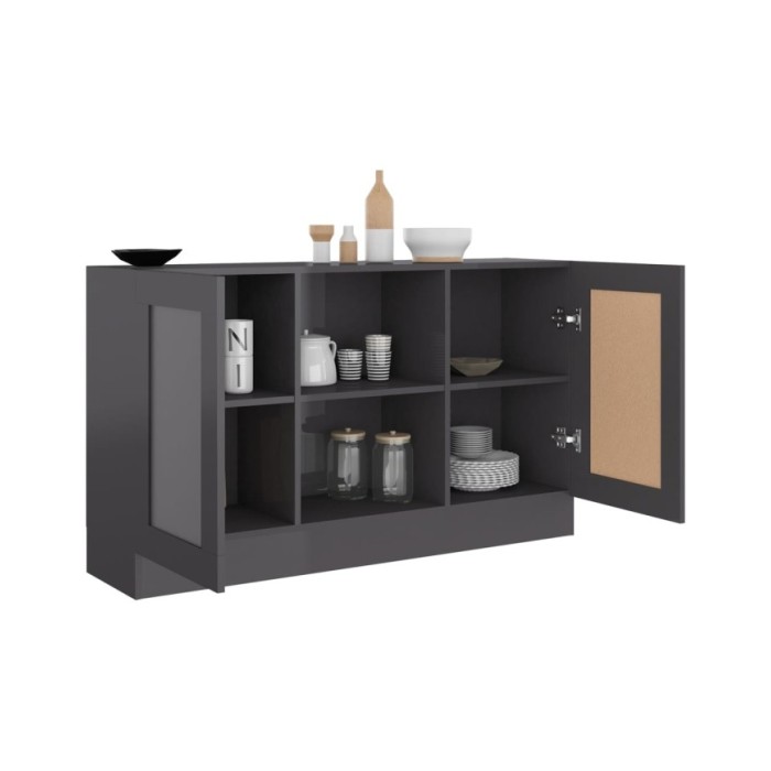 Buffet Gris brillant 120x30,5x70 cm Aggloméré