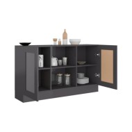Buffet Gris brillant 120x30,5x70 cm Aggloméré