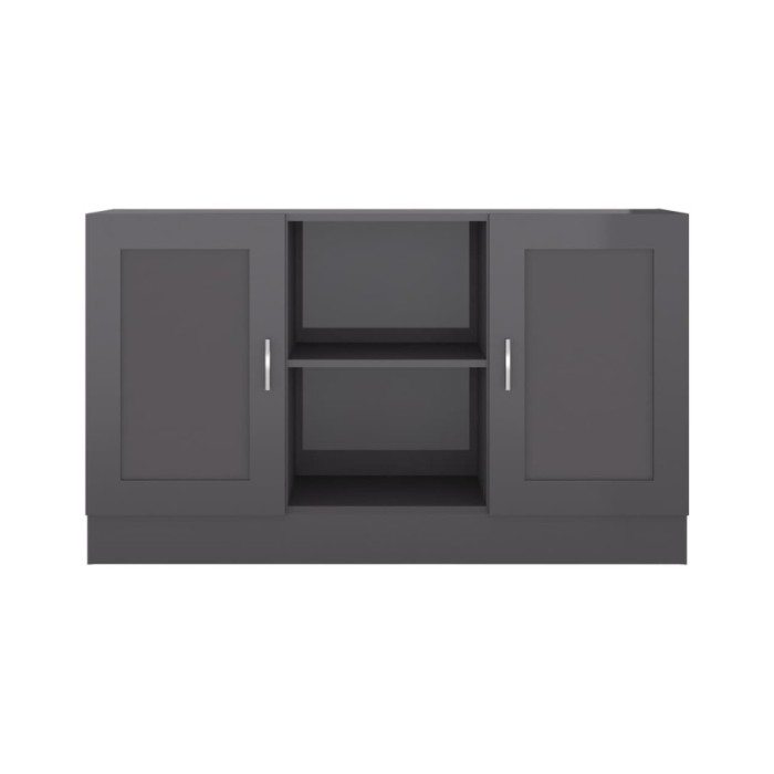 Buffet Gris brillant 120x30,5x70 cm Aggloméré