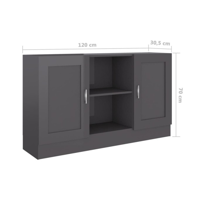 Buffet Gris brillant 120x30,5x70 cm Aggloméré