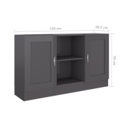 Buffet Gris brillant 120x30,5x70 cm Aggloméré