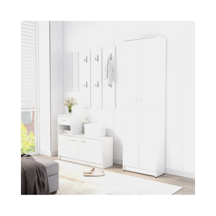 Garde-robe de couloir Blanc brillant 55x25x189 cm Aggloméré