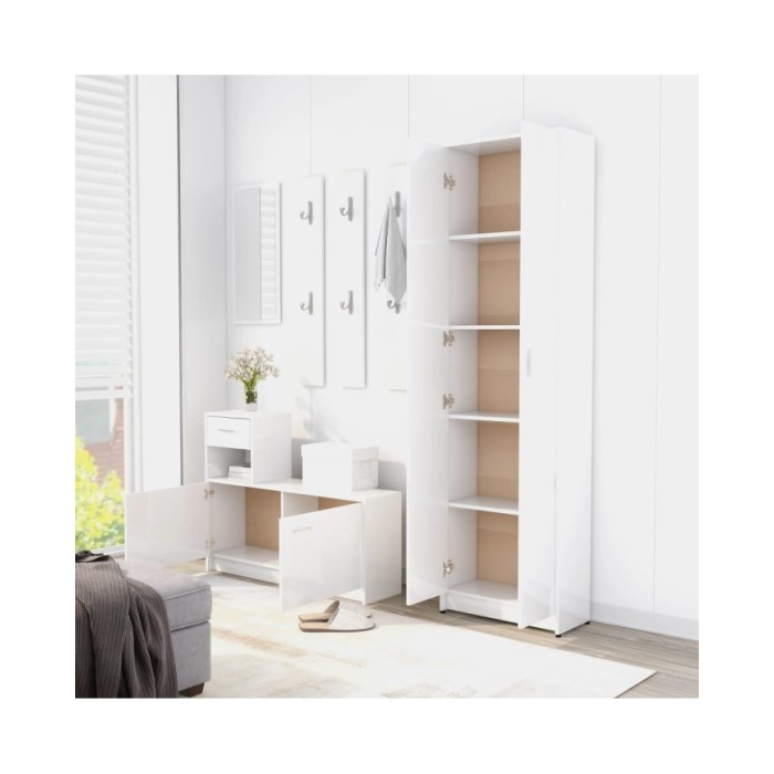 Garde-robe de couloir Blanc brillant 55x25x189 cm Aggloméré