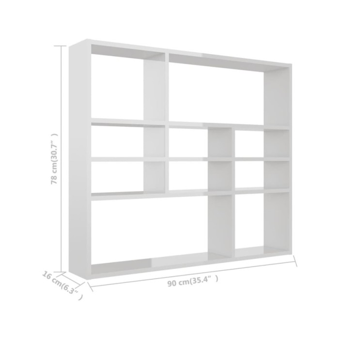 Étagère murale Blanc brillant 90x16x78 cm Aggloméré