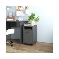 Armoire latérale avec roues Gris brillant 33x38x60 cm Aggloméré
