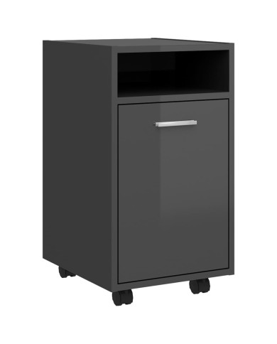 Armoire latérale avec roues Gris brillant 33x38x60 cm Aggloméré