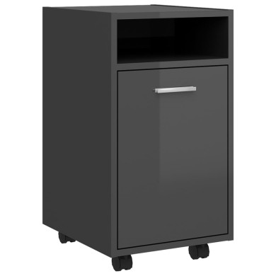 Armoire latérale avec roues Gris brillant 33x38x60 cm Aggloméré
