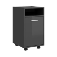 Armoire latérale avec roues Gris brillant 33x38x60 cm Aggloméré