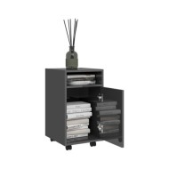 Armoire latérale avec roues Gris brillant 33x38x60 cm Aggloméré