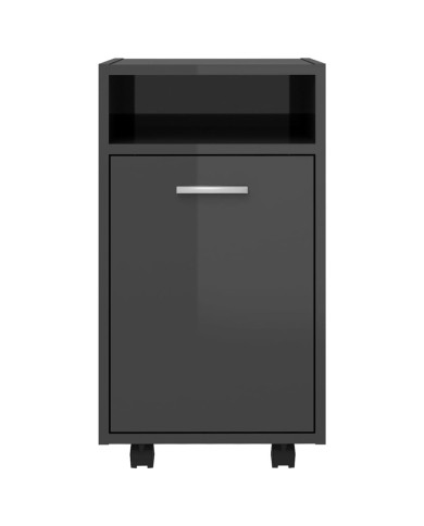 Armoire latérale avec roues Gris brillant 33x38x60 cm Aggloméré