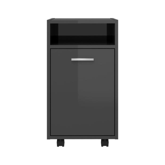 Armoire latérale avec roues Gris brillant 33x38x60 cm Aggloméré